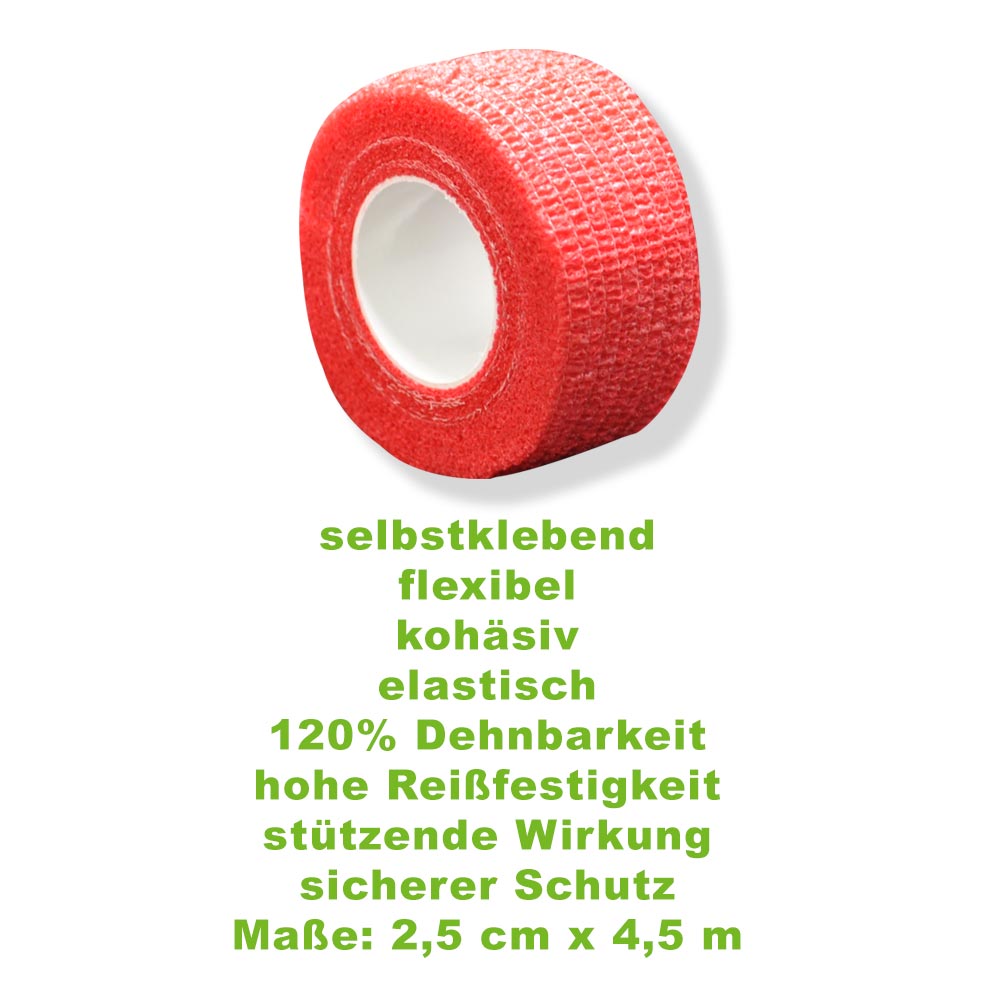 MC24® Fingertape color, kohäsiv, 2,5cmx4,5m, rot, 5St