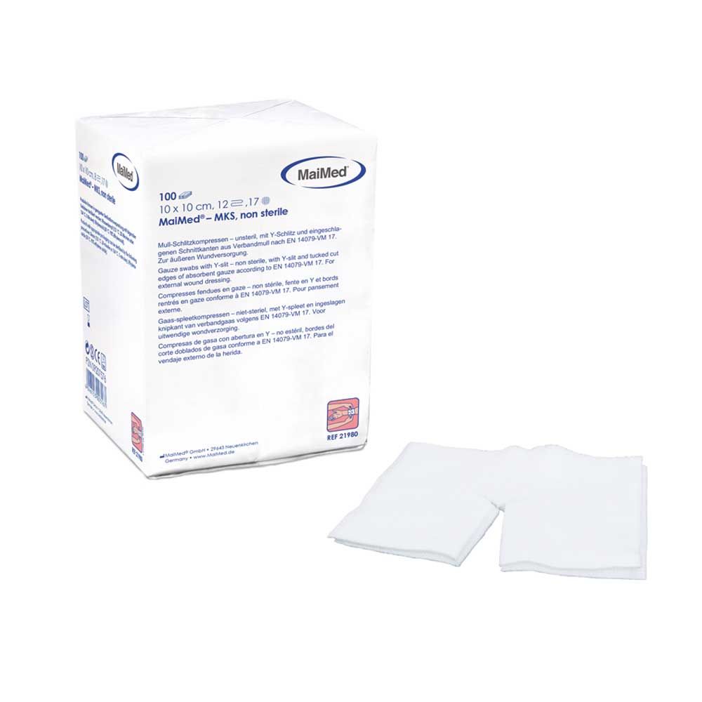 MaiMed® Mull-Schlitzkompressen, unsteril, 5x5cm, 8-fach, 100St