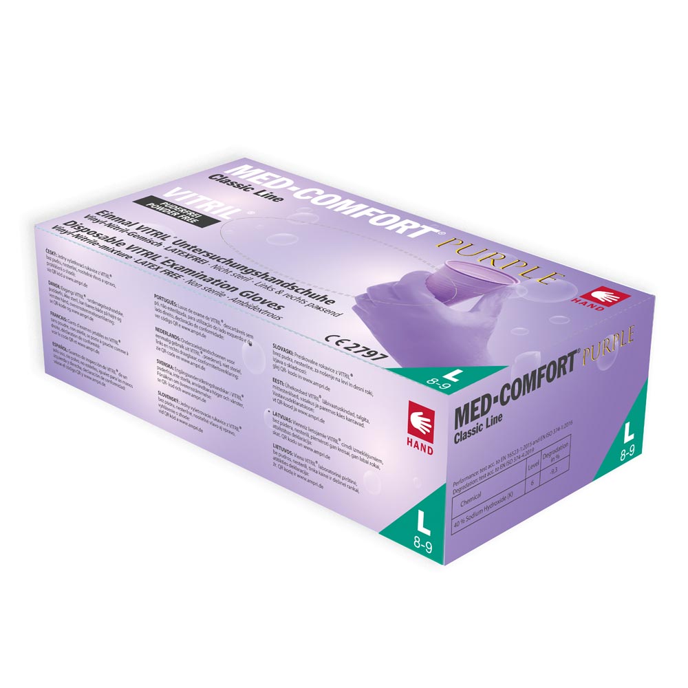 Med-Comfort Vitrilhandschuhe Purple, Nitril-Vinyl-Gemisch, puderfrei, Gr. M