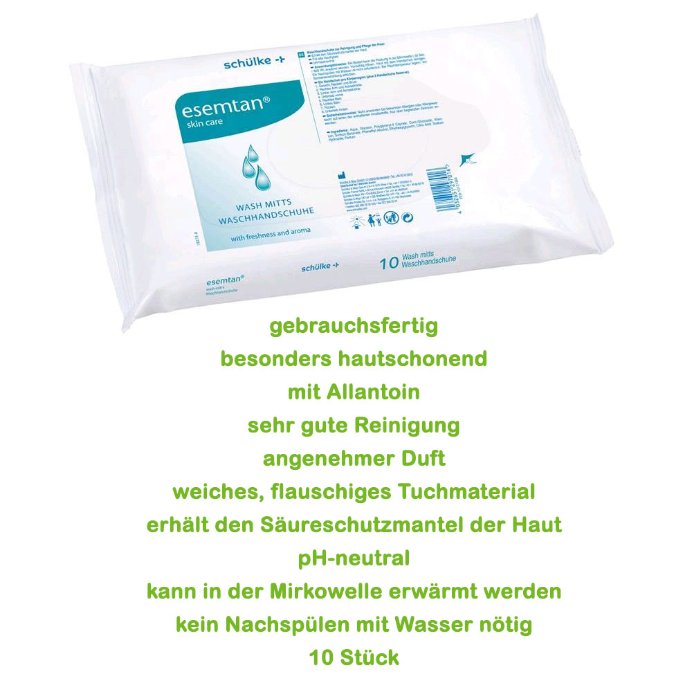 Schülke esemtan® Waschhandschuhe, Allantoin, gebrauchsfertig, 10 Stück