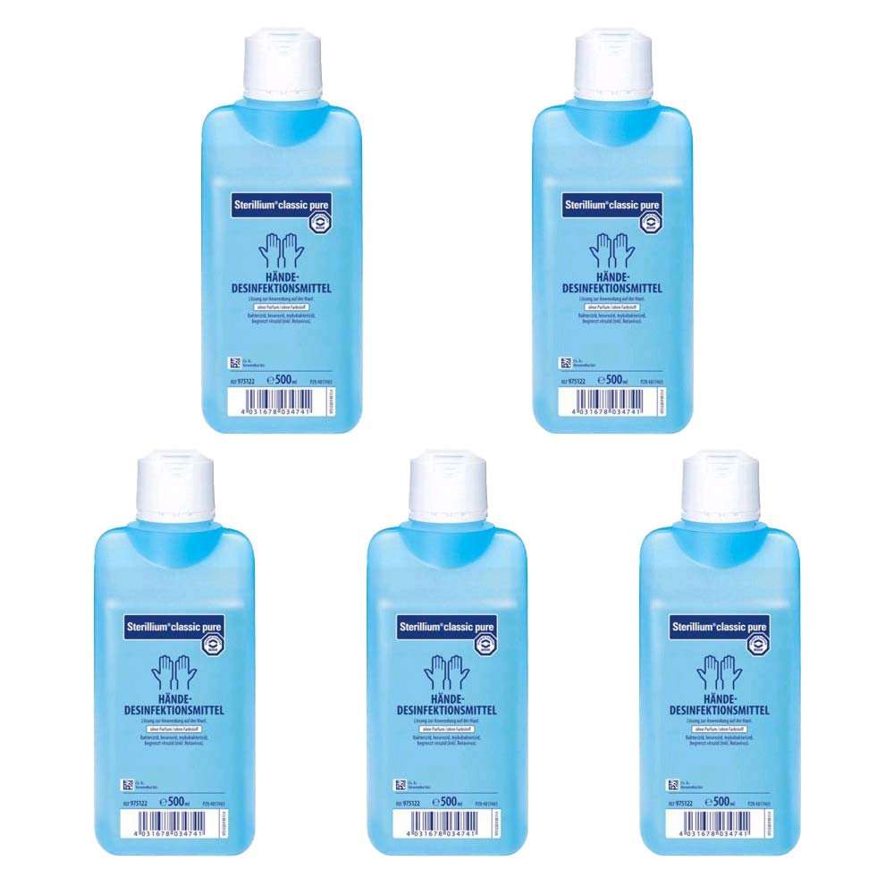 Sterillium classic pure Händedesinfektionsmittel Set von Bode, 5x 500 ml