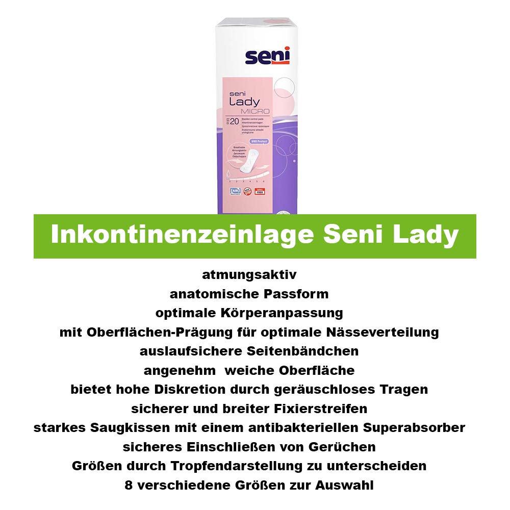 Seni Lady Inkontinenzeinlagen, atmungsaktiv, diskret, Micro, 1x 20St