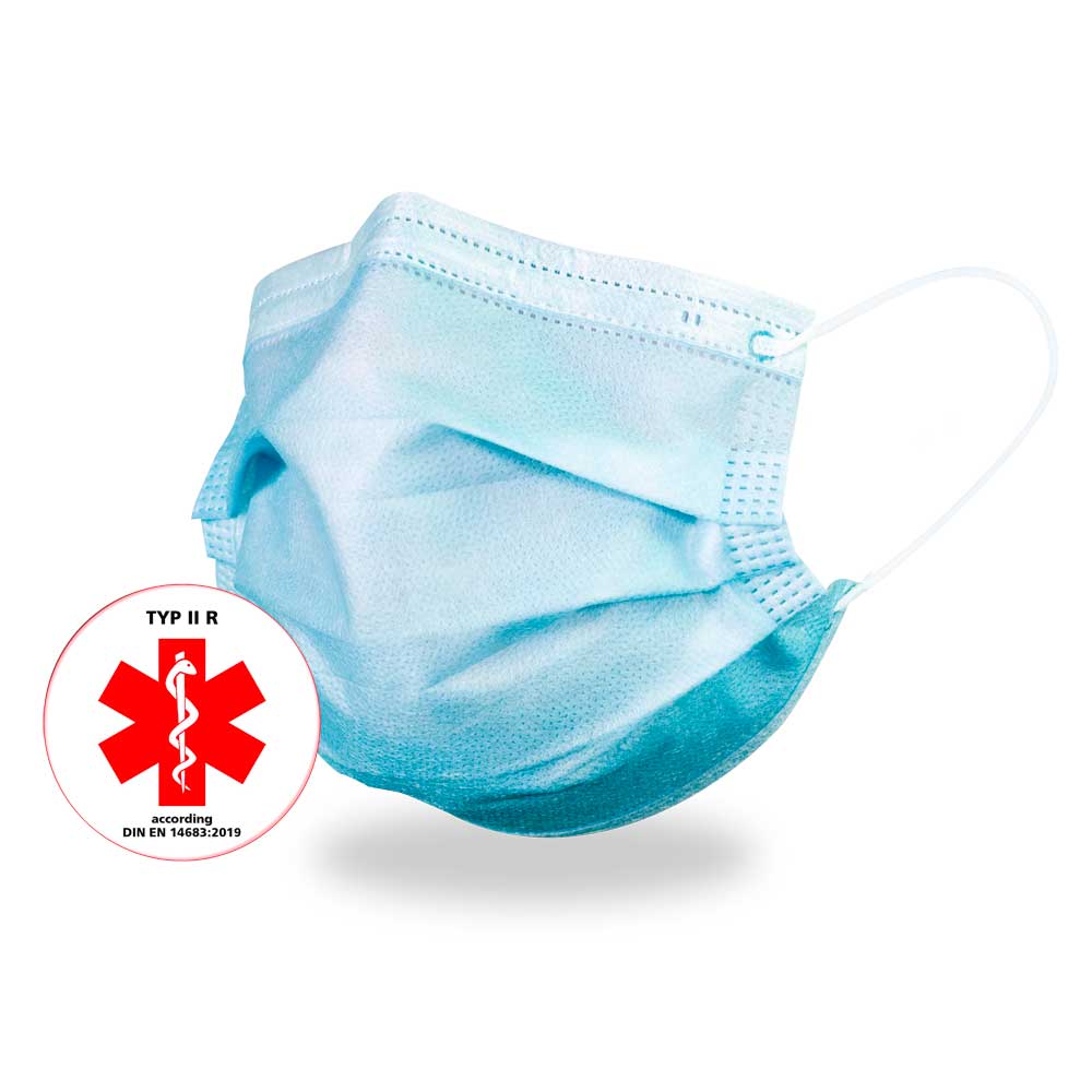 Medizinischer Mundschutz von BLF Protection, 3-lagig, 50 Stk., blau