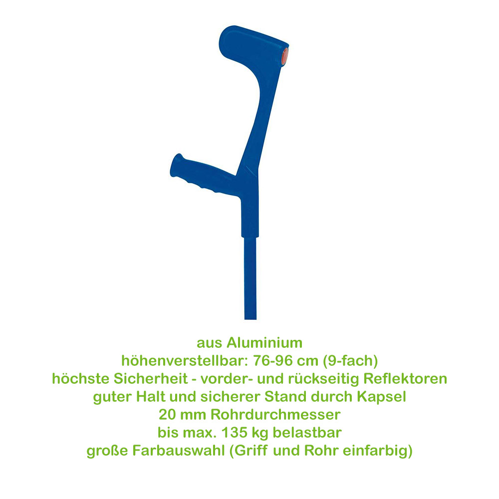 Behrend Unterarmgehstütze, höhenverstellbar Alu, 135kg, blau