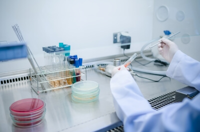 Arzt verwendet Labor Tests für die Untersuchung auf Bakterien oder Viren im Labor