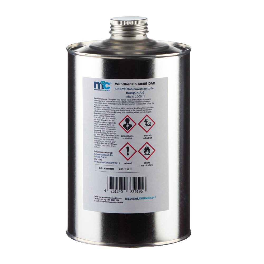 MC24 Wundbenzin 40/65, UN3295, flüssiges Lösungsmittel, 1.000 ml