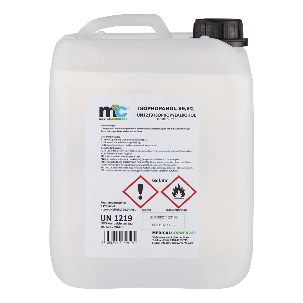 Isopropanol 99,9 %, Isopropylalkohol Reinigung, 4x5 Liter